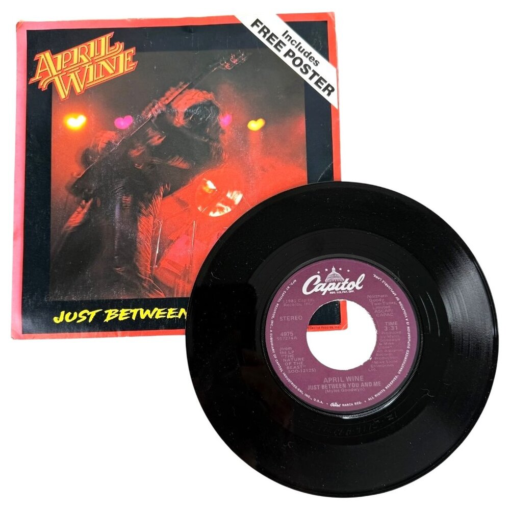 April Wine Just Between You & Me Big City Girl 45 RPM Vinyl Picture Sleeve Poste